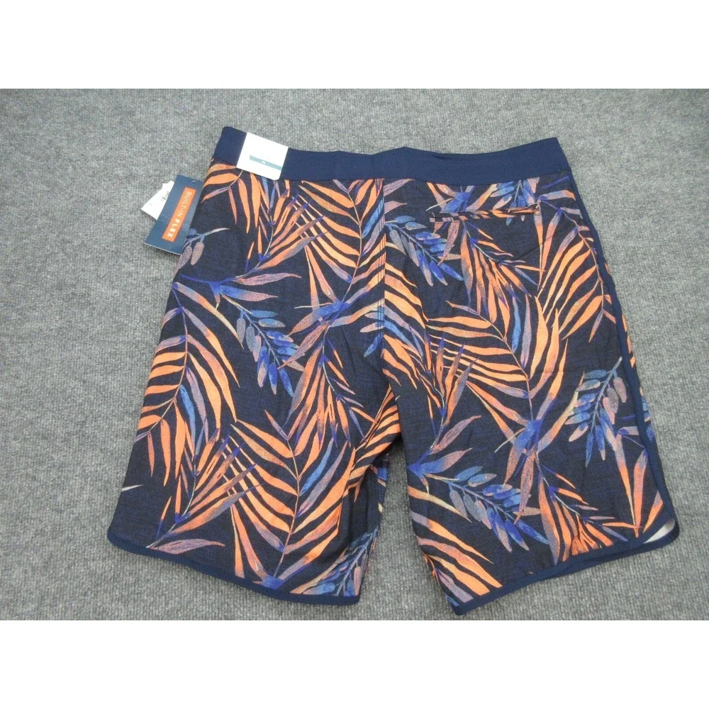 Old Navy Mens Board Shorts NWT Regular Navy Blue Tropical Palm Leaf Print 36